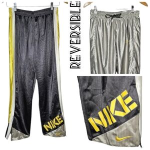 Vintage Nike Air Reversible Track Pants Y2K Baggy Basketball WarmUp Black Yellow